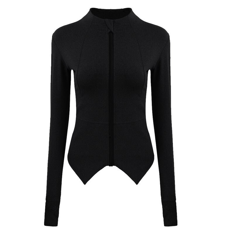 Chaqueta deportiva de otoño para mujer, chaqueta para correr, abrigo de Yoga de manga larga con cremallera, Top Fitness para mujeres, ropa deportiva ajustada, Top de entrenamiento: S / black
