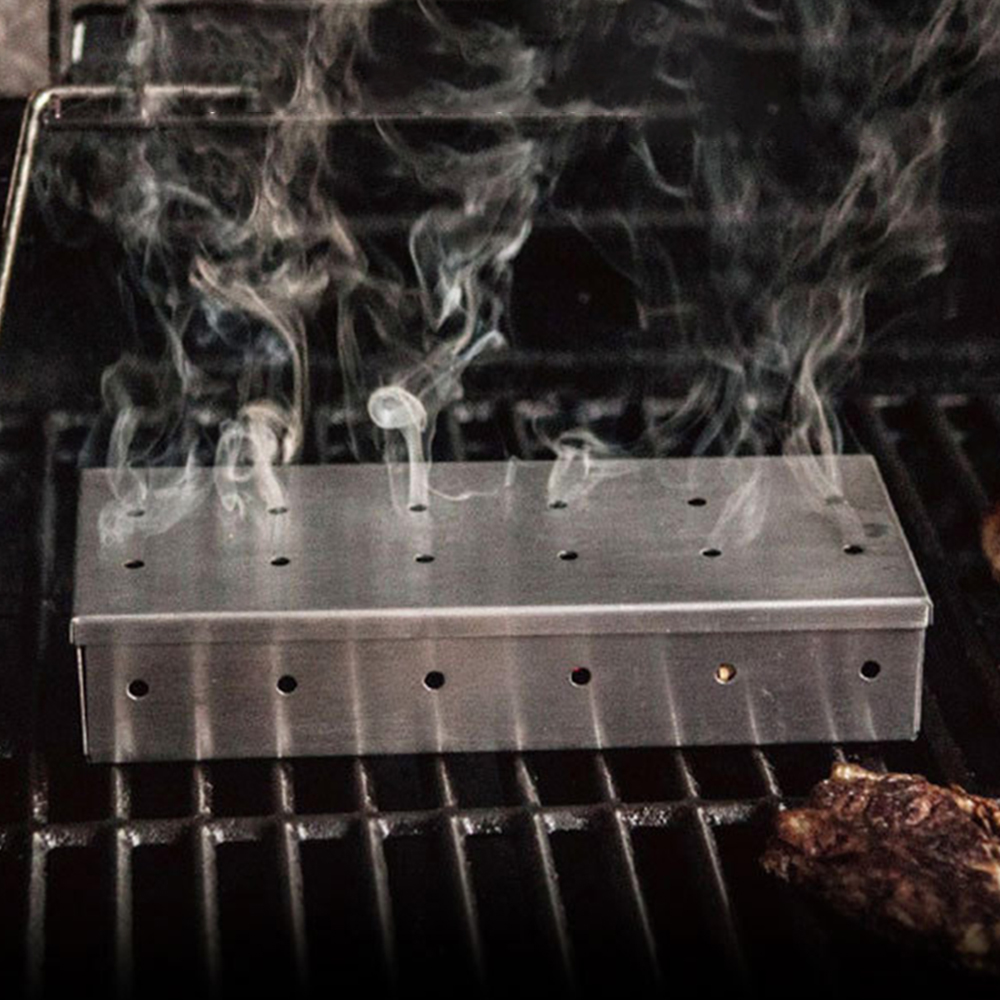 Stainless Steel Smoker BOX BBQ Stainless Steel Smoke Box Kitchen Tools Cooking Tools Bacon Mini Outdoor BBQ Products