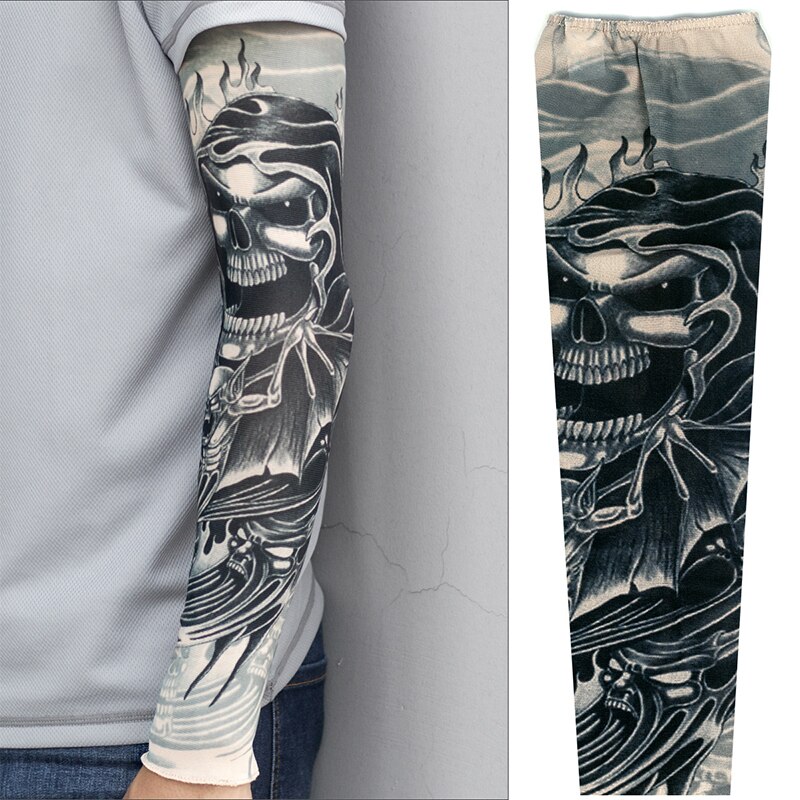 À la diable Hordes Nylon faux tatouage bras jambe Oversleeve temporaire tatouage bras manches cyclisme pour la Protection solaire: 5