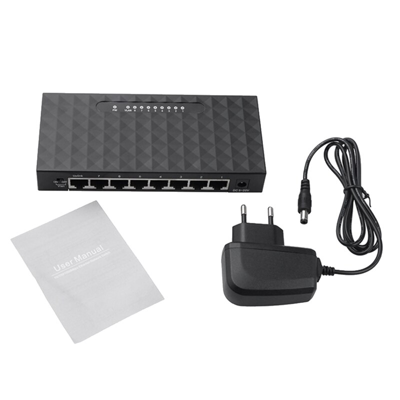 Gigabit Switch Ethernet Smart Switcher High Performance 1000Mbps Ethernet Network Switch RJ45 Hub(EU Plug)