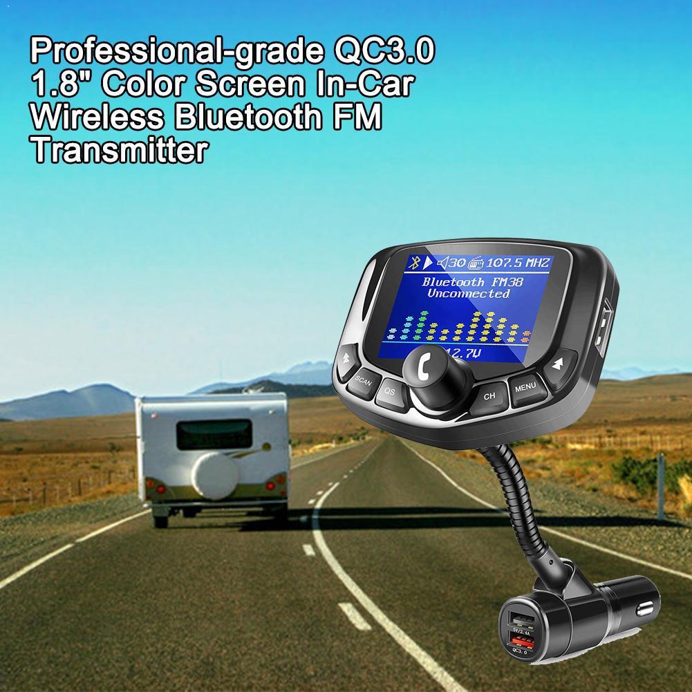 Auto Mp3 Handsfree Draadloze Bluetooth Carkit Dual Usb Kleur In-Car Bluetooth 1.8 "Zender Fm QC3.0 Screen draadloze E1Q0