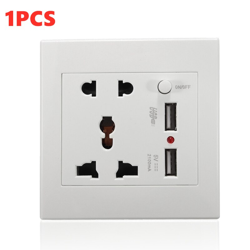 US Plug Socket Dual USB Port Socket Wall Charger Adapter Charging Wall Charger Adapter Power Outlet White Pop Sockets: 1PCS