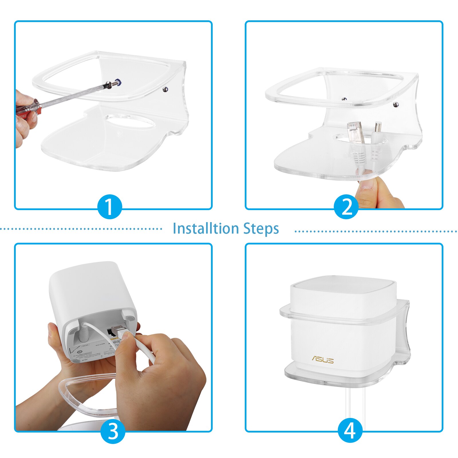 Acrylic Wall Mount for Asus XD4 WiFi 6 Mesh WiFi System,Home WiFi Router Shelf Acrylic Holder Bracket