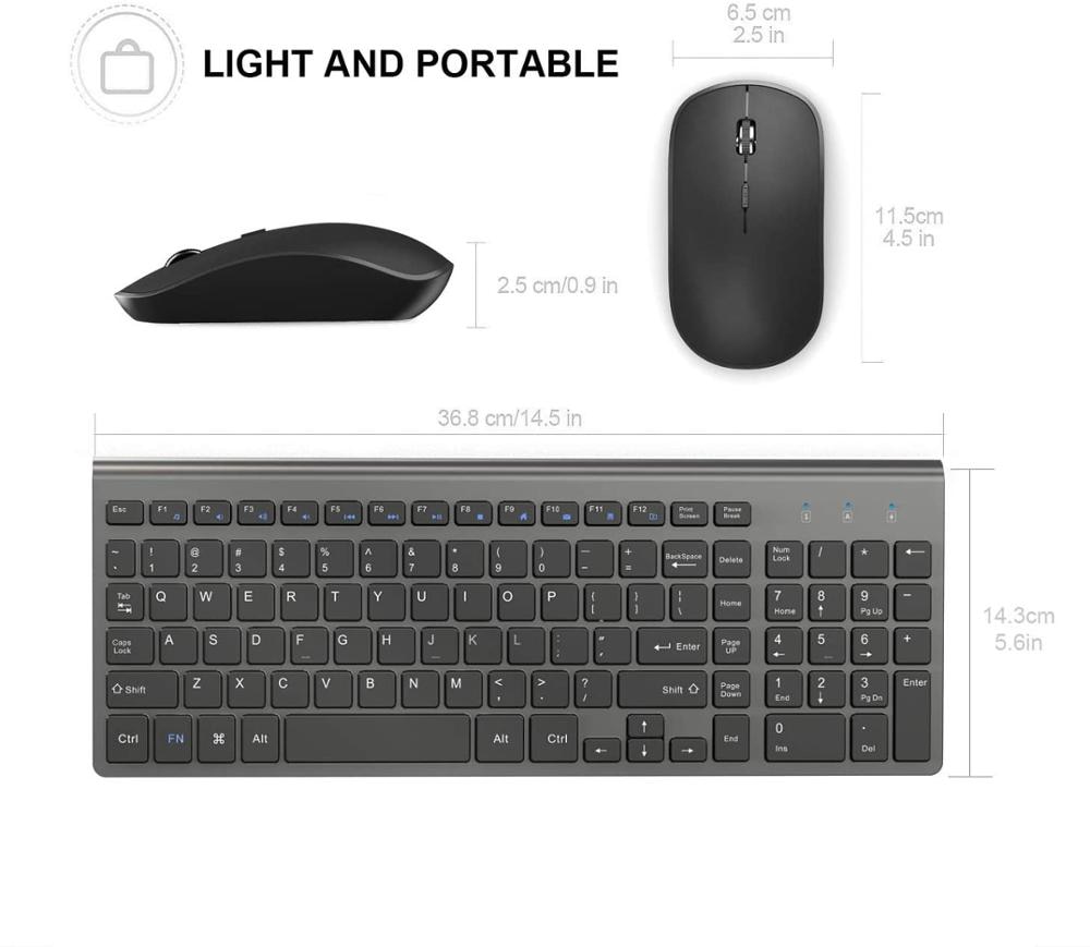 Tastiera Wireless Mouse 2.4 tastiera e Mouse GMute, ergonomici adatti per computer, laptop, tv