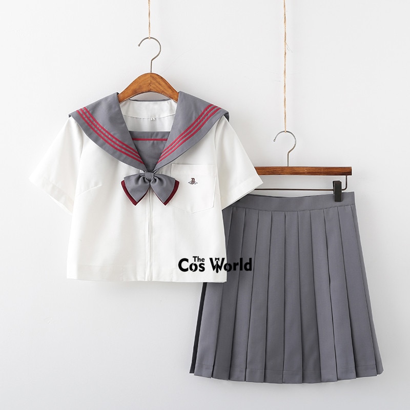[kawano] wit grijs zomer marineblauw matrozenpak tops rokken jk middelbare school uniform klas uniform studenten kleding