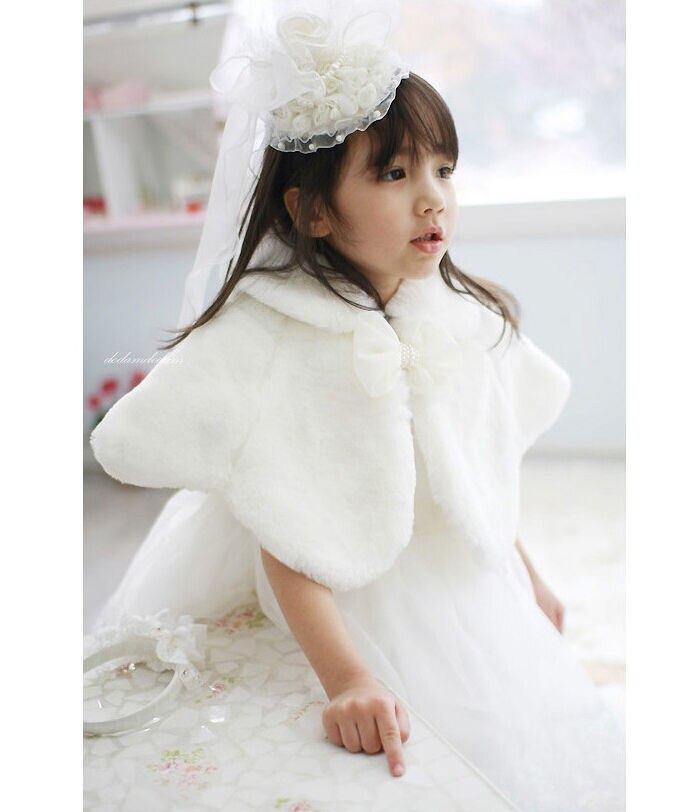 Capa de piel sintética para niñas, Bolero de boda, Tippet, para dama de honor, 2-13 años