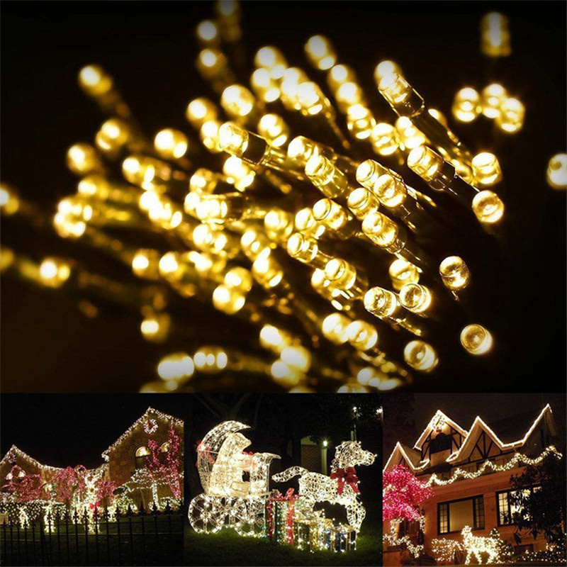 Op zonne-energie werkende slingerverlichting met 5/7/12/22m led's en 8 standen, ideaal voor buiten, tuin, kerst, bruiloft, feest en slingerdecoratie.