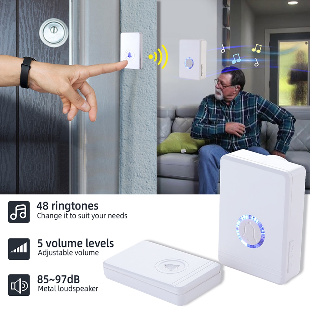 Smart Home Wireless Doorbell AC Night Light Doorbell Remote Home Chime Intelligent Wireless Doorbell Waterproof Wifi Receiver
