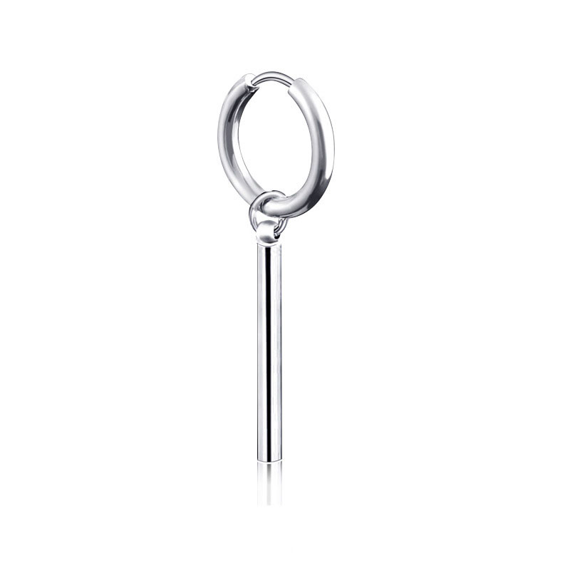 Pendientes falsos minimalistas de Roronoa Zoro, barra cuadrada, pendiente de aro colgante, Clip de oreja, pendiente de acero inoxidable, joyería para hombres: Marrón rojizo