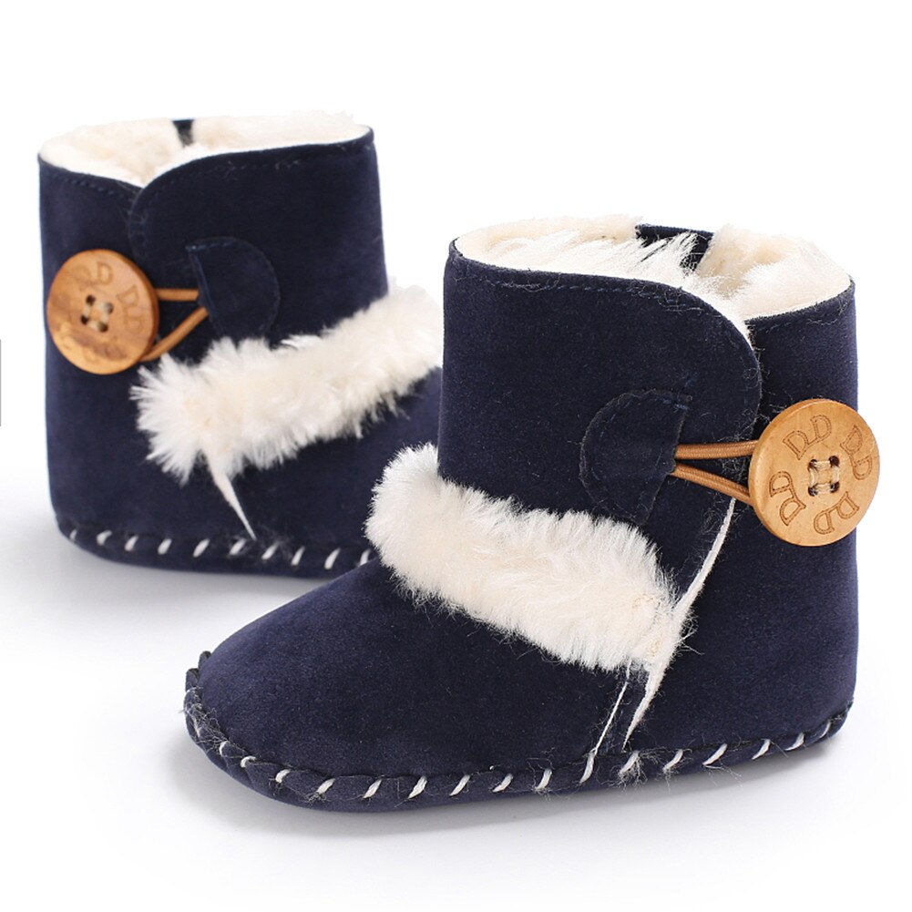Baby Infant Winter Boots Kid Baby Girl Boy Snow Shoes Warm Soft Sole Bottom Prewalker Crib Shoes Plush Solid Cotton Boot: Blue / 13-18 Months