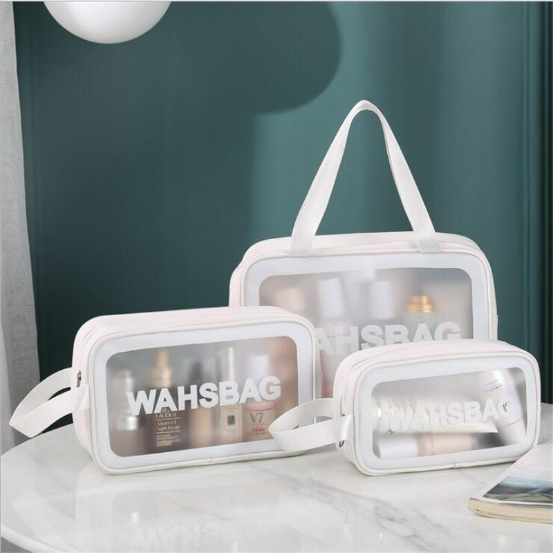 Borsa da viaggio per donna PU borsa da toilette organizza borsa cosmetica in PVC impermeabile borsa per trucco trasparente portatile borsa per lavaggio femminile
