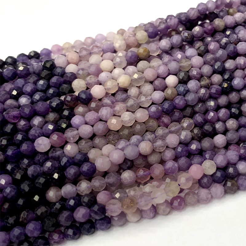 Natürliche Echte Lila blau Regenbogen Sugilite Hand Cut Faceted Runde Lose Kleine Perlen 2mm 3mm 4mm 06389