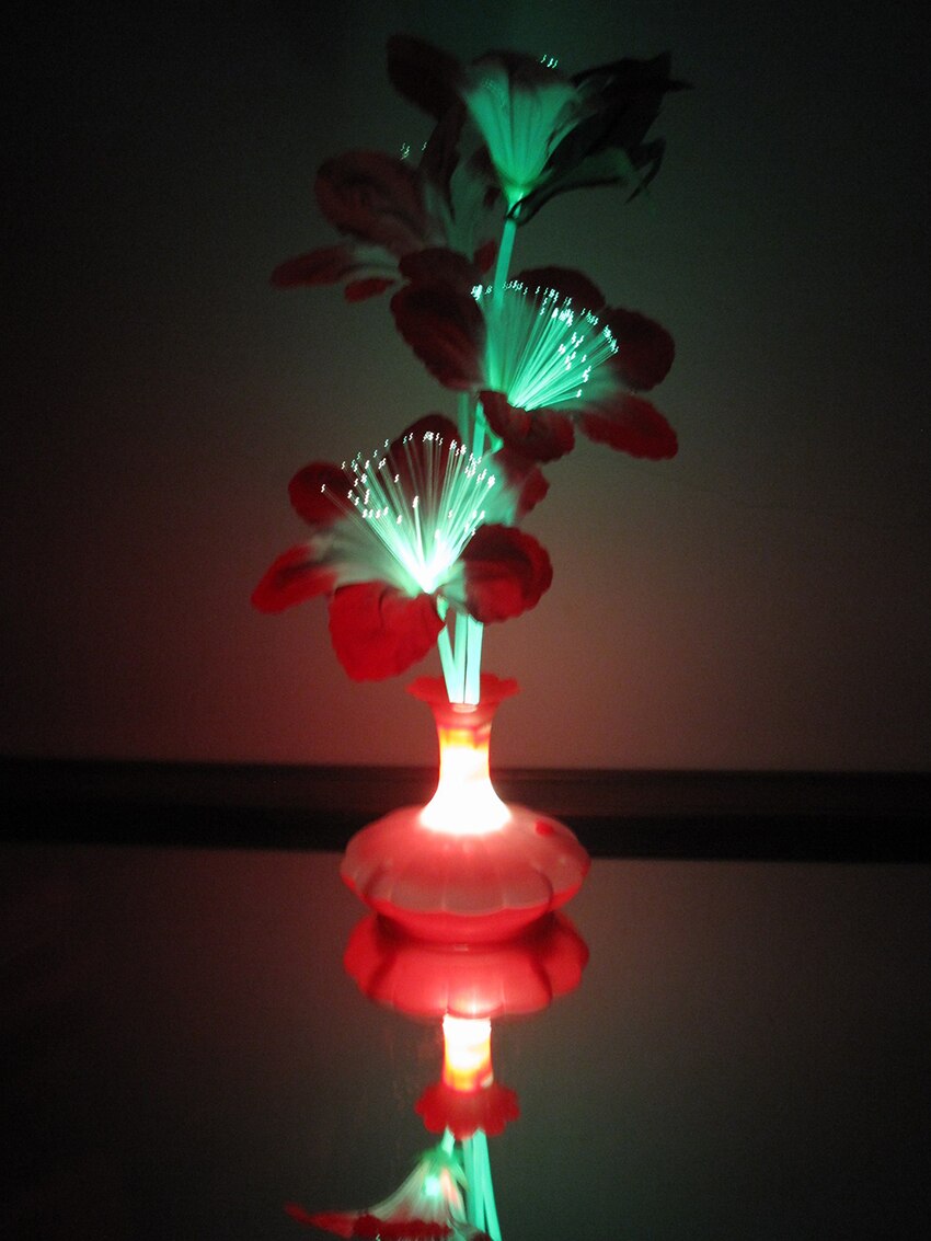 Fiber Optic Light Flower Vase Artificial Floral Arrangement LED Color Changing Fiber Optic Lamp Nightlight for Party Decoration