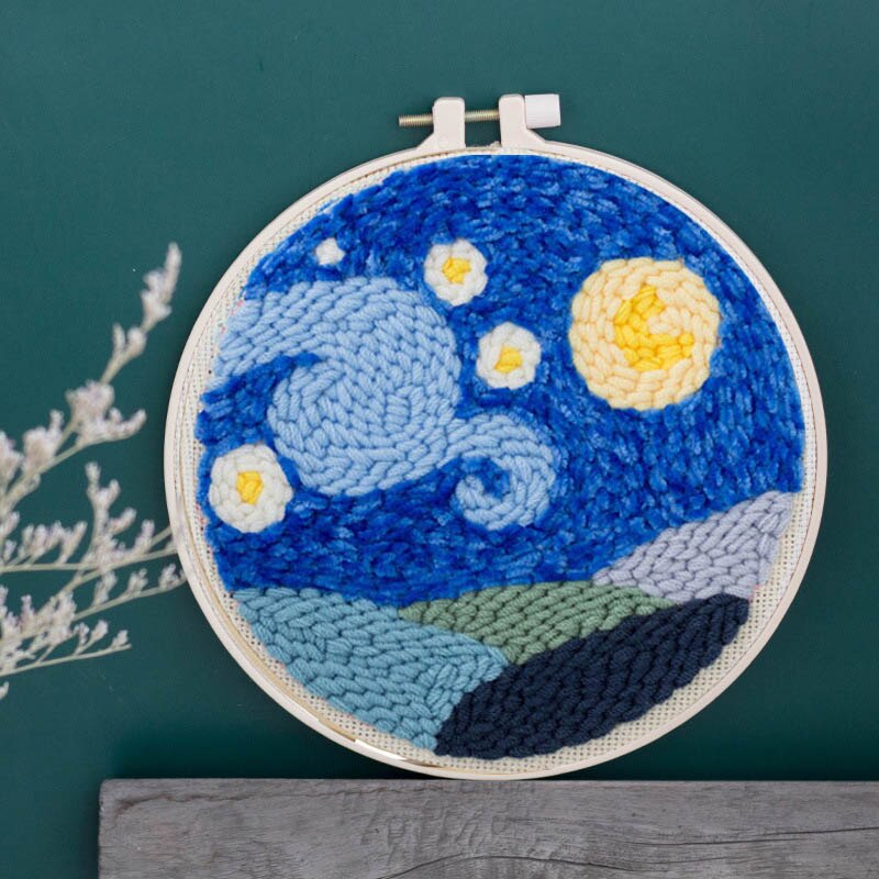 DIY Flower Punch Needle Embroidery Kit Punch Needle Cross Stitch for Beginner Handcraft Wall Painting Home Decor: 20 / Punch needle kit