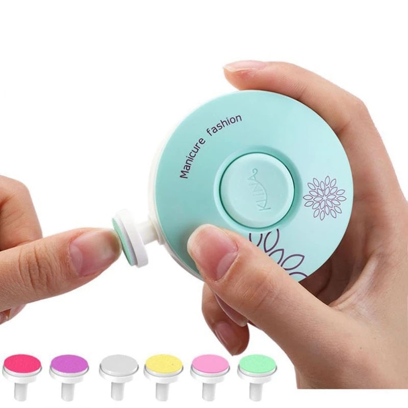 Baby Electric Nail Care Trimmer Infant Polisher Scissors 6Pcs Grinding Head Nail Clipper Cutter For Newborn
