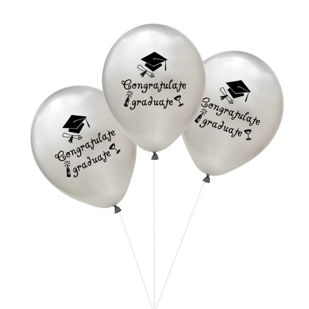 20 Pcs Latex Balloons Latex Inflatable Congratulate Graduate Letter Baloon Decoration Ball for Graduation Party: Black
