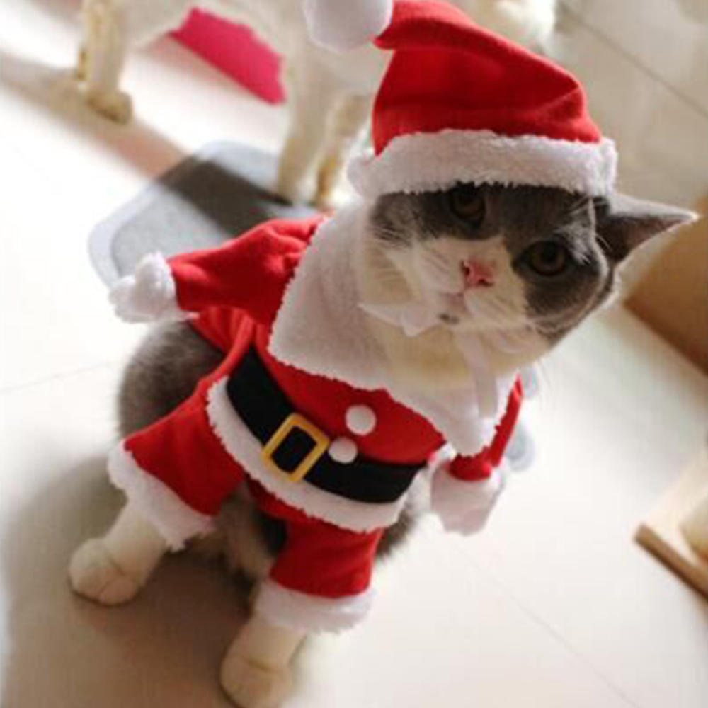Traje para perros de Papá Noel, ropa de Navidad para perros pequeños, abrigo con capucha para perros pequeños, chaquetas, ropa para cachorros y gatos, Atuendo para Chihuahua