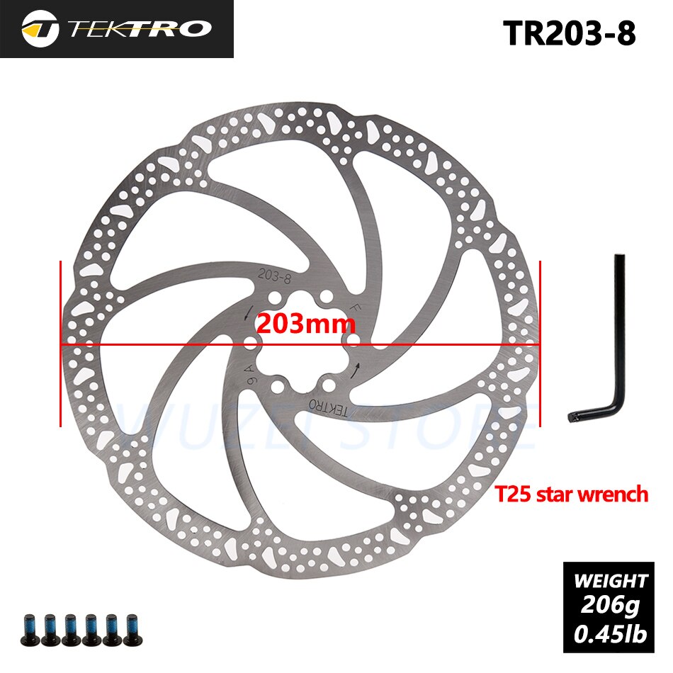 Tektro cykelrotor 160mm 180mm 203mm mountainbike hydrauliske skivebremserotorer boks til mtb vej foldbar cykel xiaomi 365: Tr203-8 rotorer
