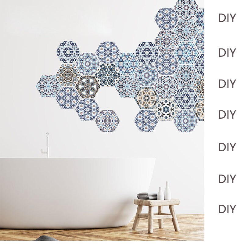 10 pièces/ensemble Pvc autocollant de sol salle de bain cuisine carrelage mur autocollant papier peint décoration de sol Hexagonal autocollant antidérapant 20x23cm