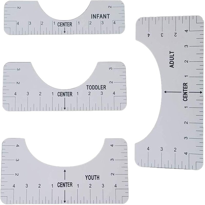 4PCS/SET Tshirt Ruler Acrylic T-Shirt Ruler Guide To Center Designs for Vinyl HTV Alignment Tool