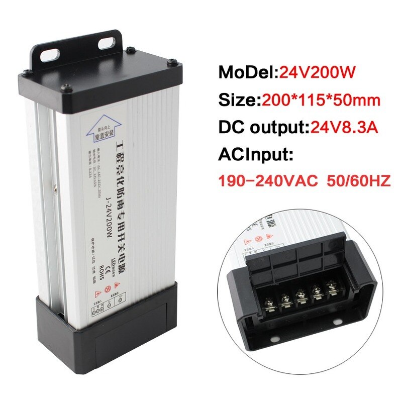 Ac dc transformatorer 220v to 12v 24v strömförsörjning matningstransformatorer 220v to 12v 24v strömförsörjning 12 24 v utomhus regntät