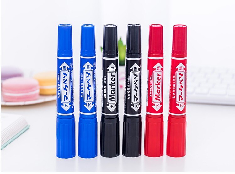 Permanent marker Indelible Waterproof Pens Dual Side Writing two side smooth writing logistics WSPM-502