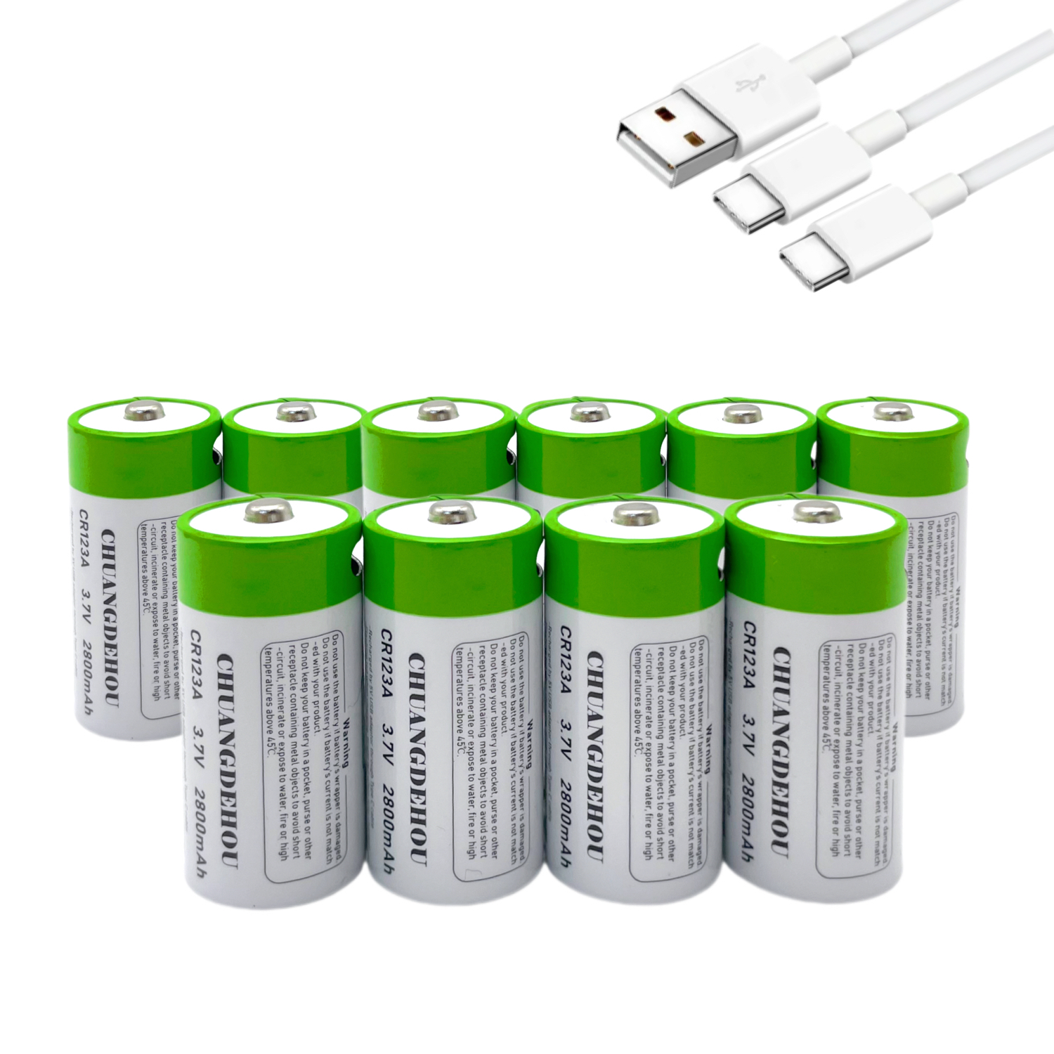 Batería Cr123A recargable 3,7 V iones de litio Cr123A 16340 adecuada para linterna Led batería de pared de viaje Cable USB tipo C carga rápida: Oro