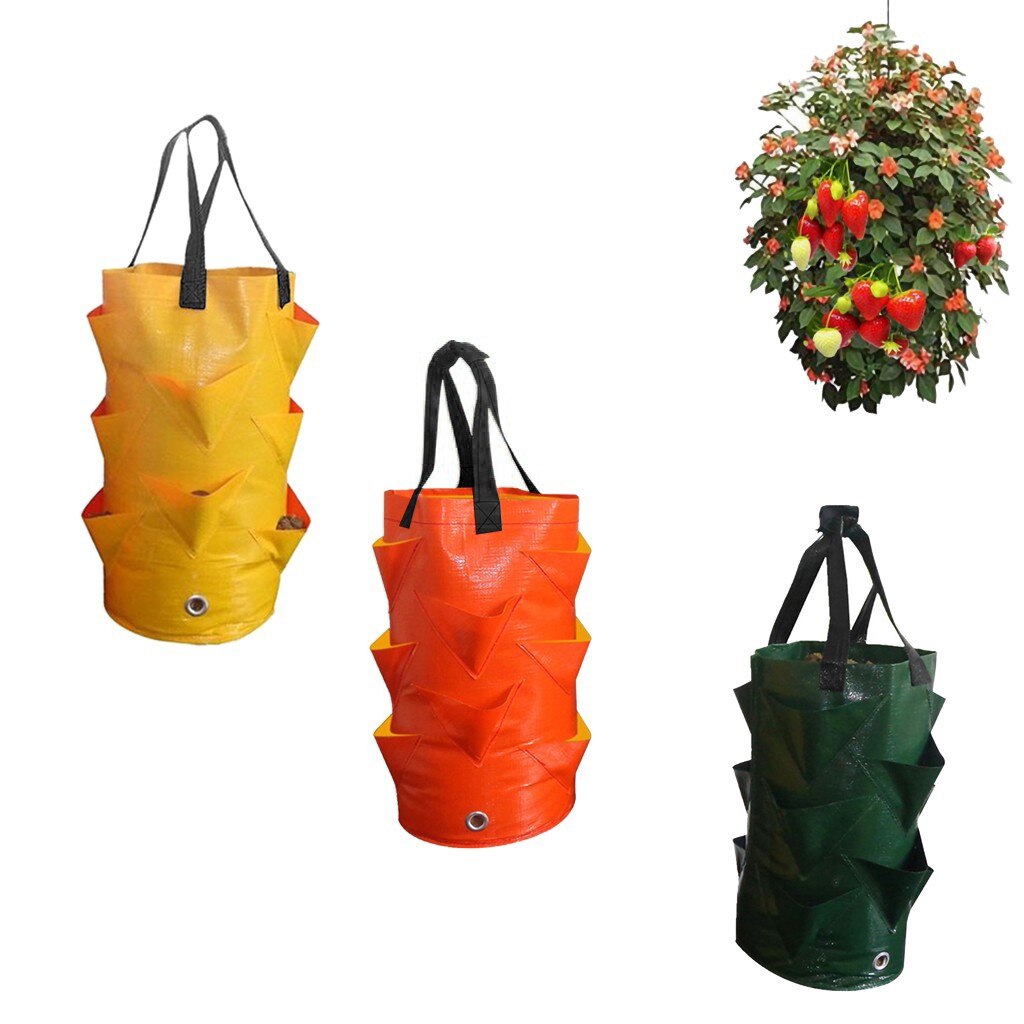 Grow Planter Pouch Root Plant Growing Pot Bag Side Home Garden Tool Strawberry Planting Bag Multi-mouth Container Bag