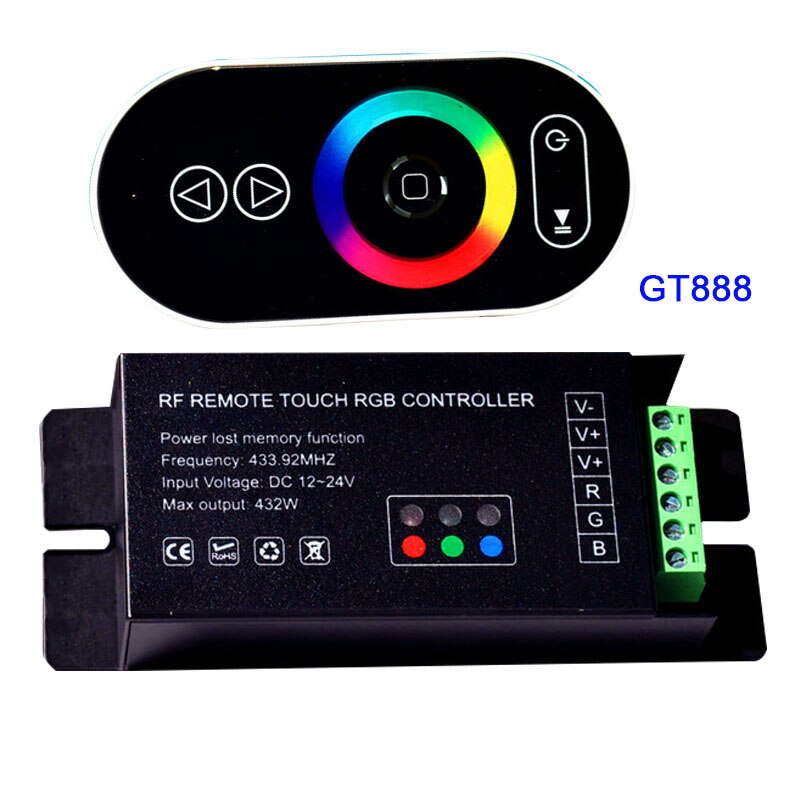 1 Pcs DC12-24V 6Ax3channel 18A Led Dimmer GT888 Rf Remote Touch Rgb Led Controller Voor 5050 Rgb Led Strip lichten
