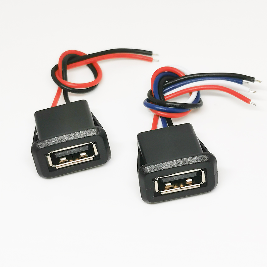 1pc USB 2.0 Female Power Jack USB2.0 2Pin 4Pin Charging Port Connector With PH2.0 Cable Electric Terminals USB Charger Socket