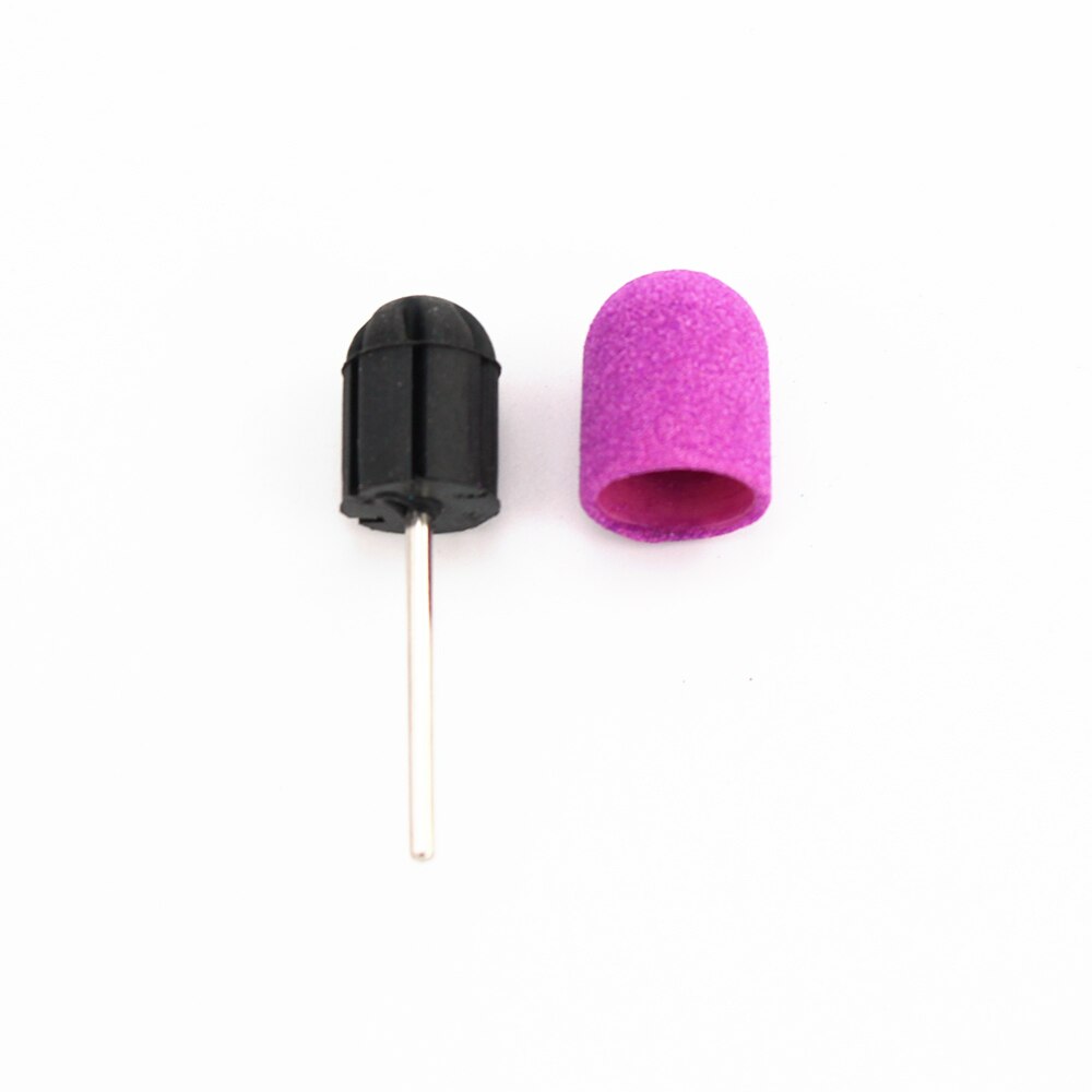20Pcs 10*15/13*19 Paars Nail Schuren Caps Met Rubber Pedicure Frees Elektrische Boren Bits Cuticle gereedschap Accessoires