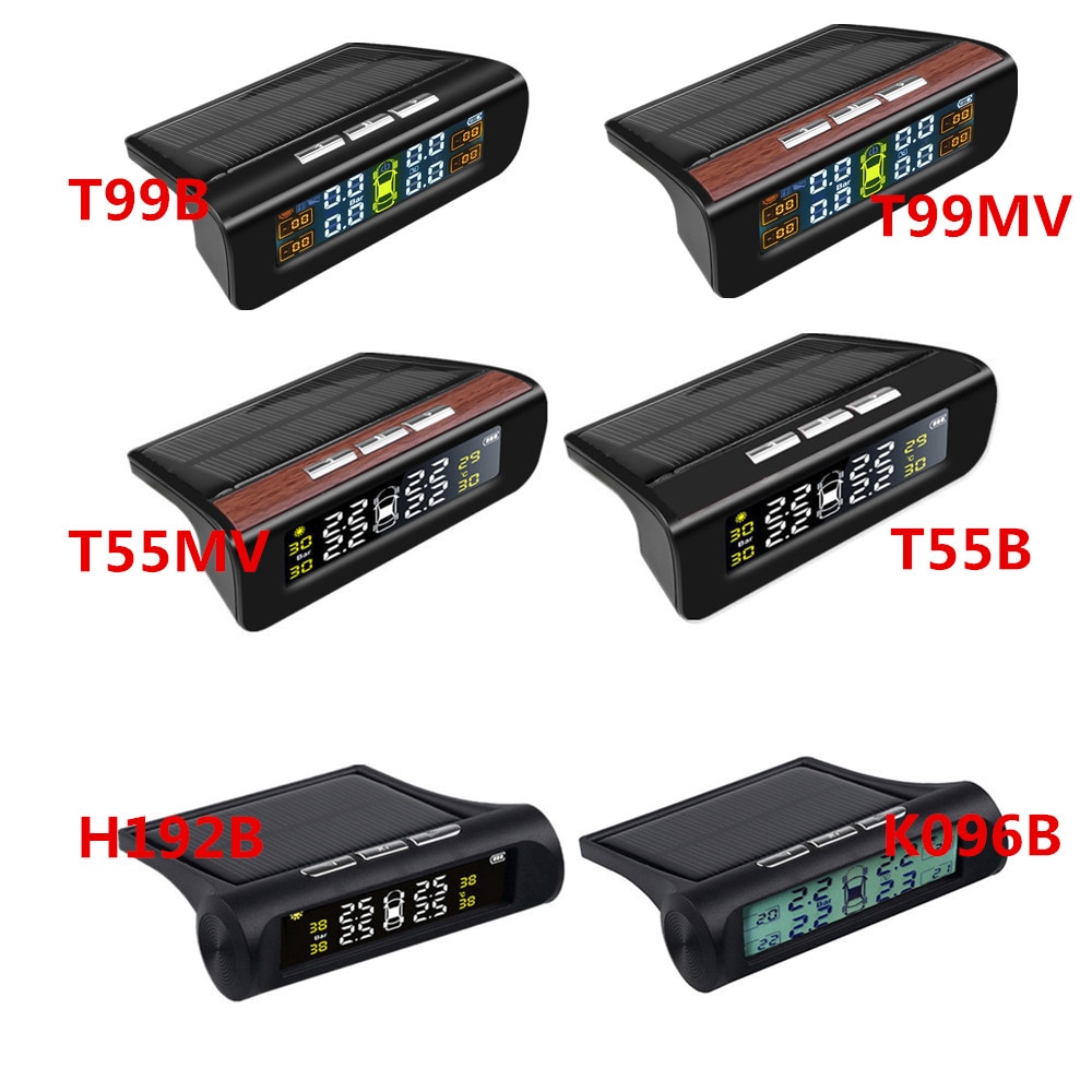 LCD Display Car TPMS Tire Pressure Alarm Solar Power USB Tire Pressure Monitor System Auto Bar Psi Real Time Monitoring