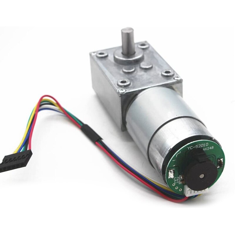 12V Dc Motor,High Torque Worm Geared Motor Reduction Motor with Encoder Srong Self-Locking (16Rpm)
