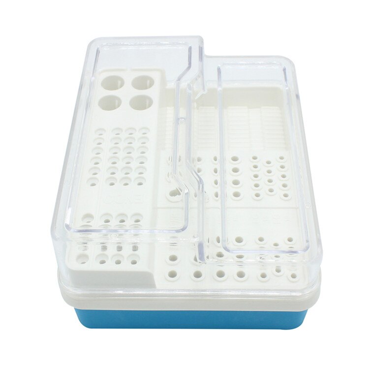Plastic Tandheelkundige Endo Box Endodontie Desinfectie Storage Case Organizer Voor Ra Fg Mondhygiëne Tanden Gereedschap 91 Gaten + 4 gaten + 1Pan