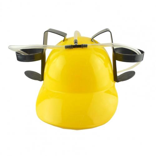 Casco para beber cerveza y refresco, sombrero para de cumpleaños, juguete único y fresco, bebida manos libres, juguete minero, novedad de: YELLOW