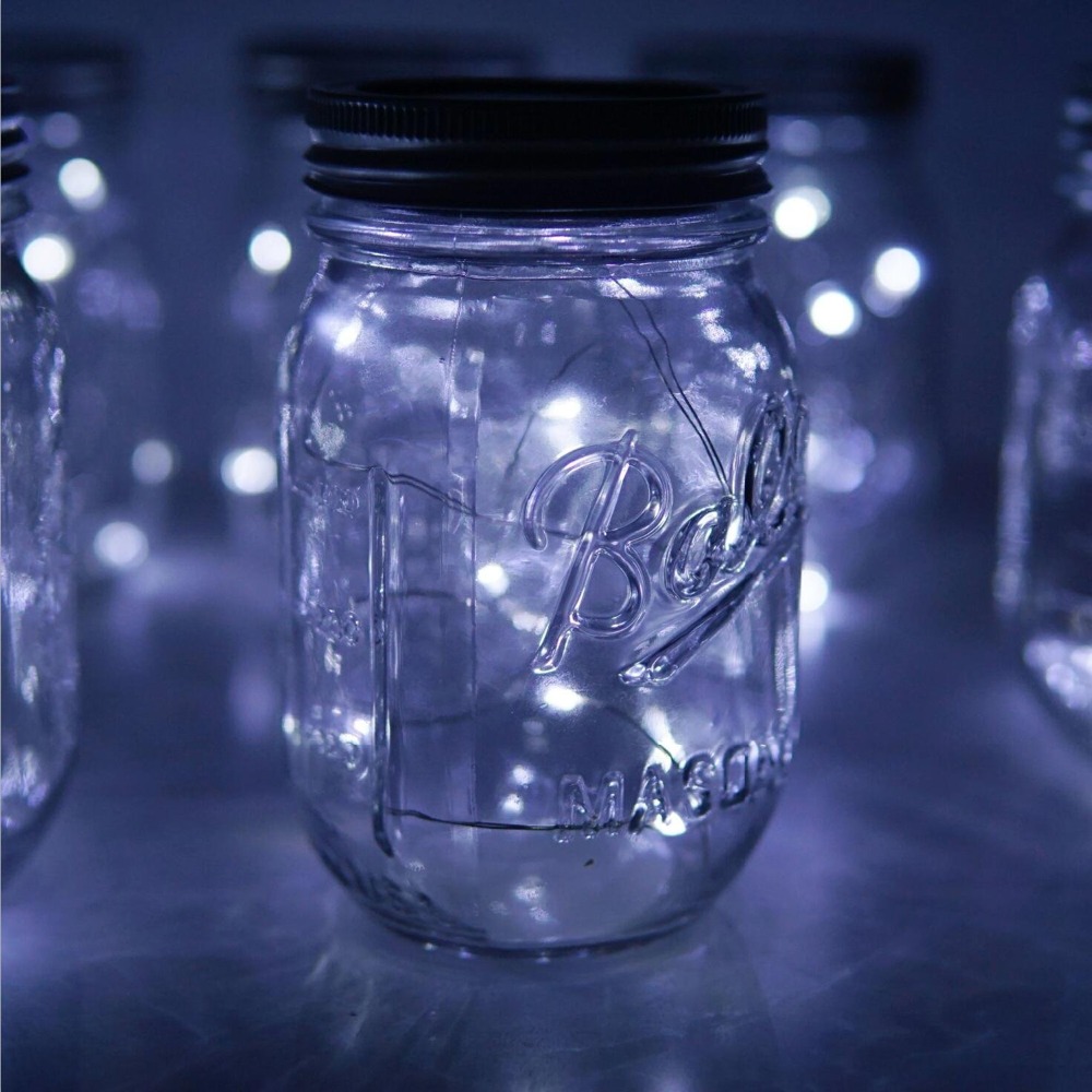 6 pakke mason jar light 20 led solar farverige fe string lights låg indsats til gårdhave havefest bryllup juleindretning