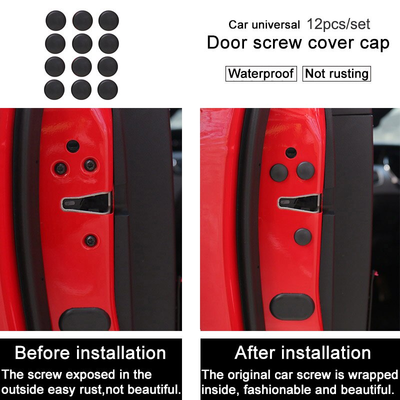 12Pcs Car Accessories Door Lock Screw Protector Cover Anti-Rust Screws Cap Stickers For Subaru Forester Outback Legacy XV