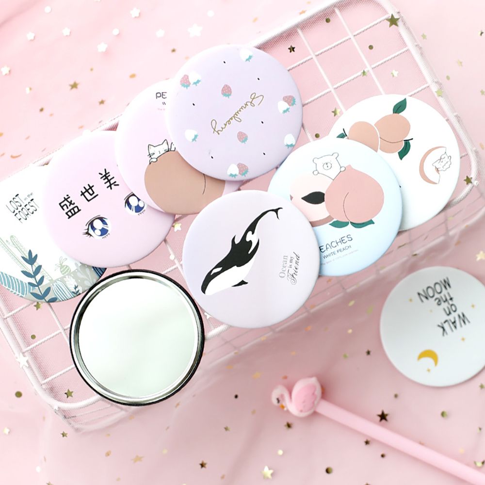 Espejo portátil de mano para maquillaje, 1 unidad, Mini espejo de maquillaje, espejo cosmético de bolsillo redondo de viaje, Accesorios de belleza portátiles de maquillaje