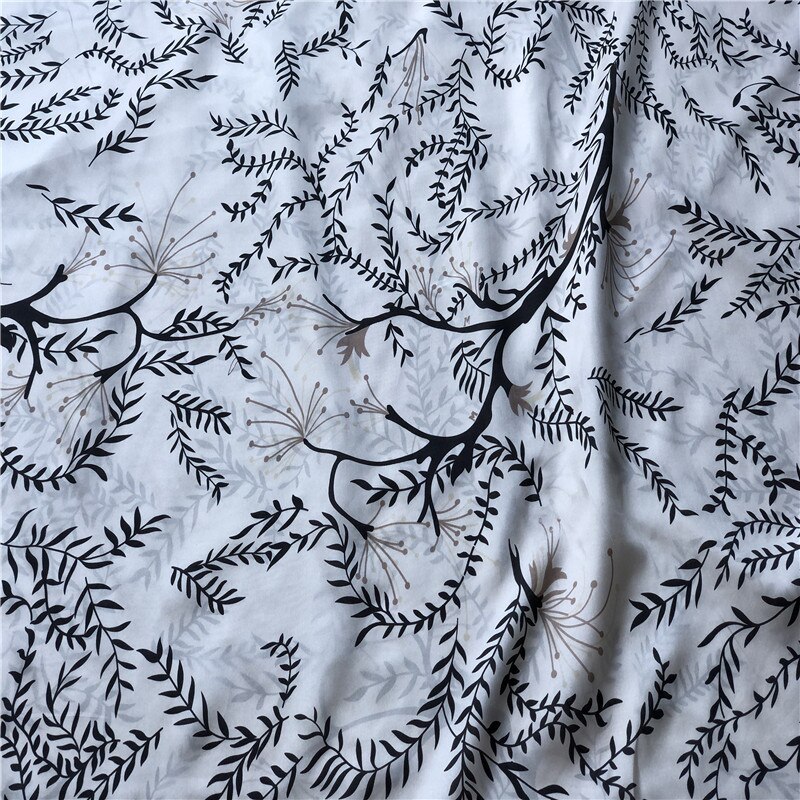 100cm*110cm Leaf Print Silk Fabric Habotai Material Lining