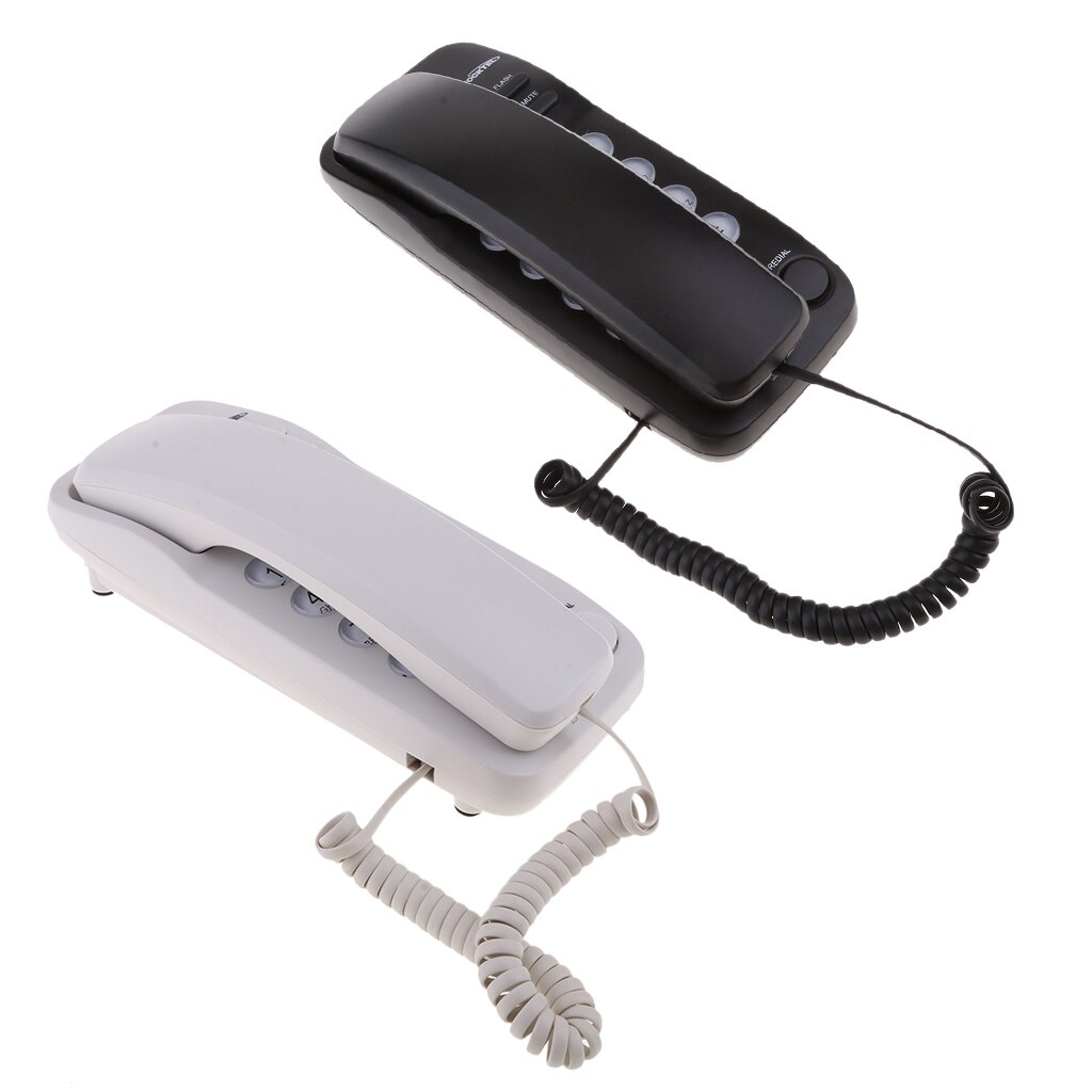 2 Pieces Corded Phone Wall Line Telephone Home Office Business White + Black