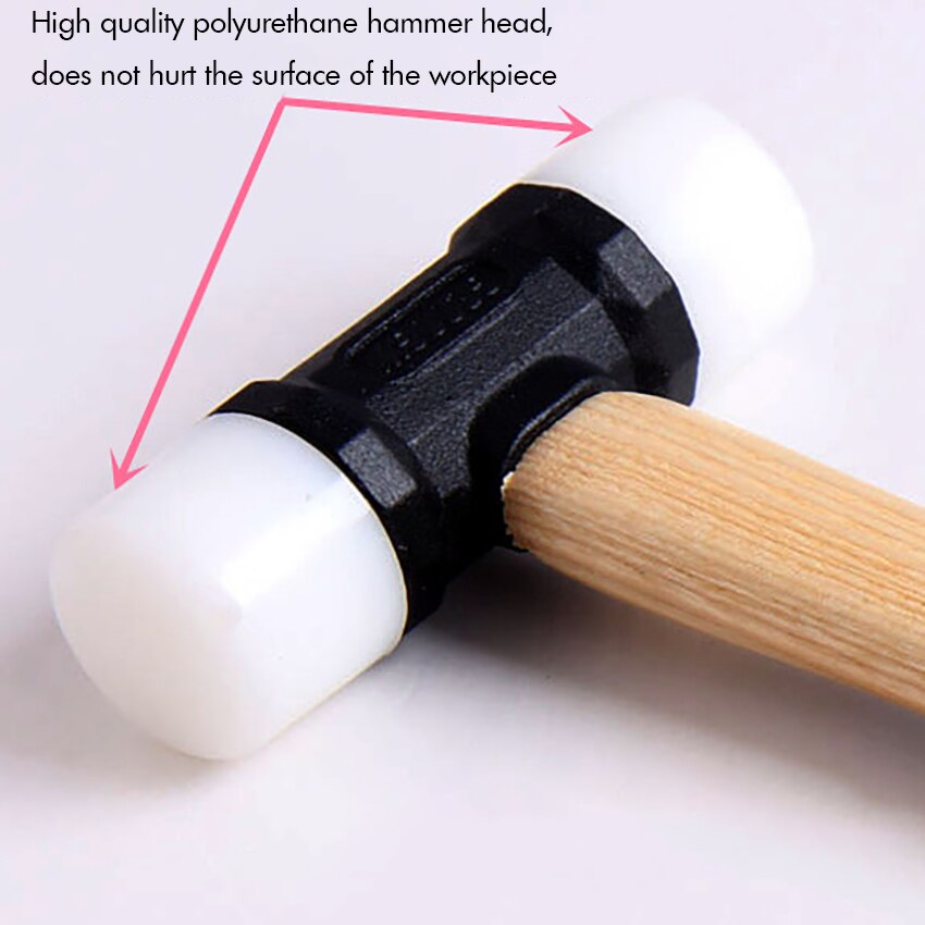Martillo de nailon de 32mm/35mm, martillo de grabado para peletería con mango de madera de cera blanca, Herramientas de reparación de martillo de instalación DIY