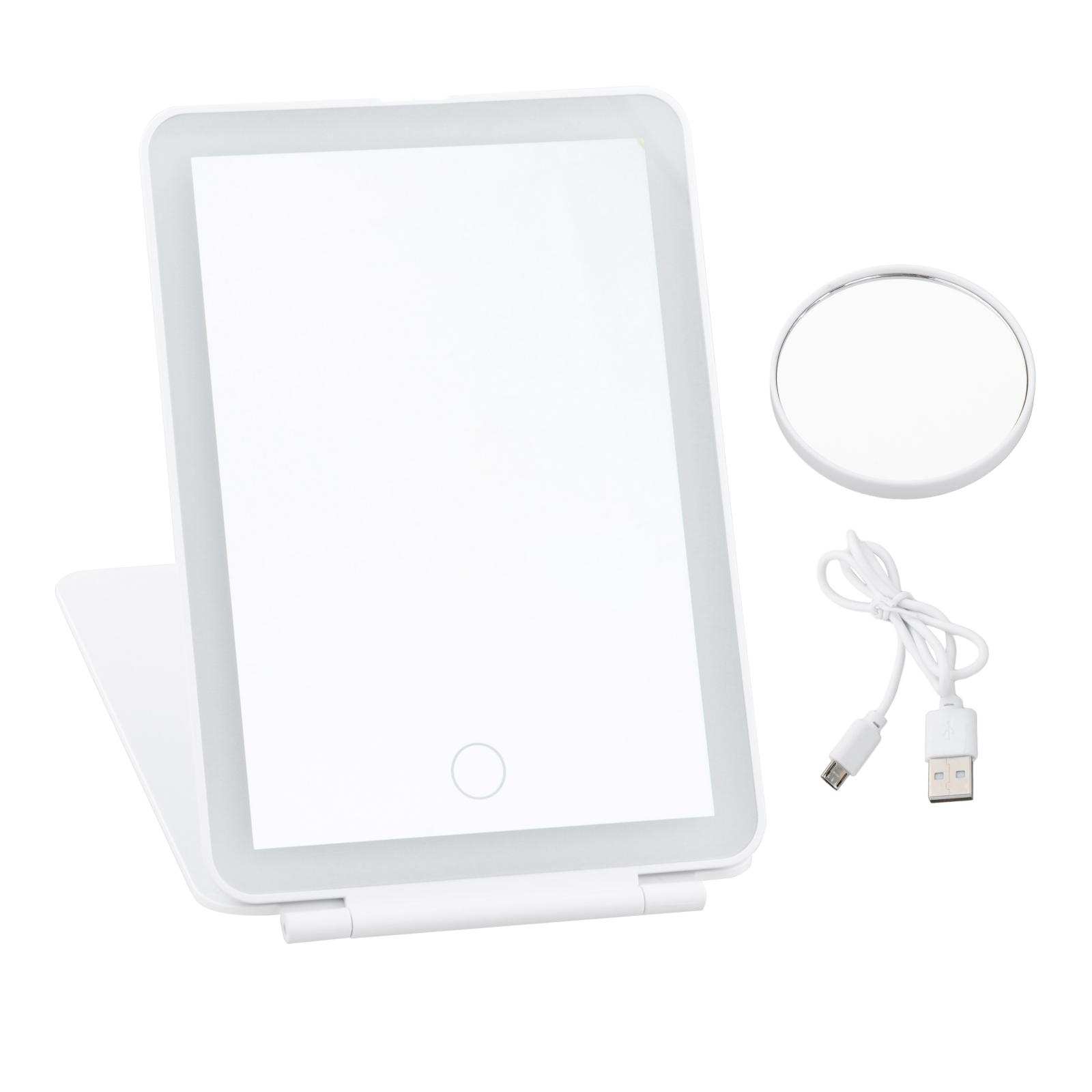 Espejo de mesa plegable con luces LED para maquillaje, espejo de mesa con aumento de 10x, Interruptor táctil, ajustable, portátil, regulable, cosmético para mujeres