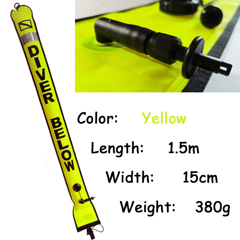 DIVING SMB 1.2m 1.5m 1.8m Buoy Colorful Visibility Safety Inflatable Scuba Diving SMB Surface Signal Marker Buoy Accessory: 1.5m yellow