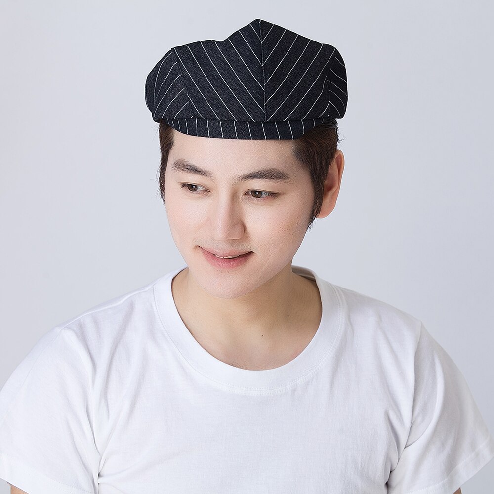 Gorro Unisex de 3 colores para hombre y mujer, ropa de trabajo del Chef para cocinar, sombreros de cocina, café, servicio de comida, camarero, camarera, gorras de rayas