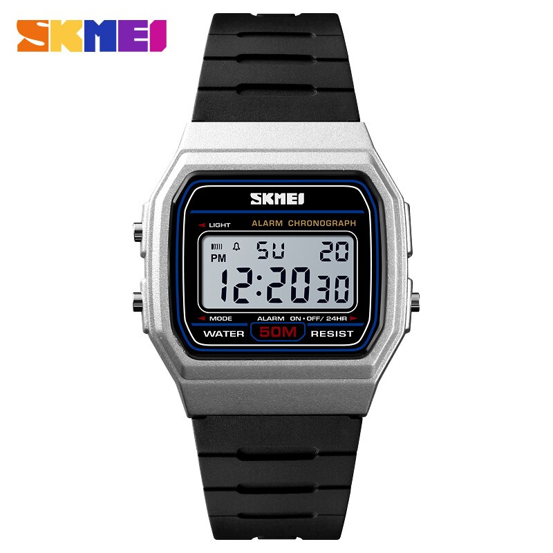 Skmei sporthorloges voor koppels, digitaal horloge, waterdicht, datum en week, dameshorloge, relogio feminino 1412: Zilveren horloge