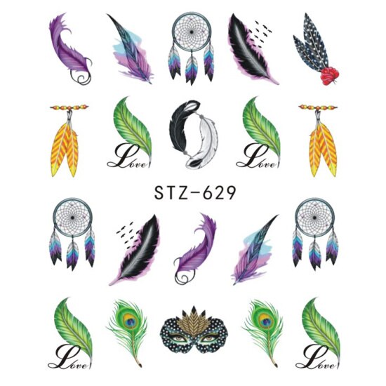 Full Beauty-autocollants pour les ongles, autocollants dégradé violet clair, fleur, Rose, pour filigrane, pour manucure, CHSTZ633-650: STZ629