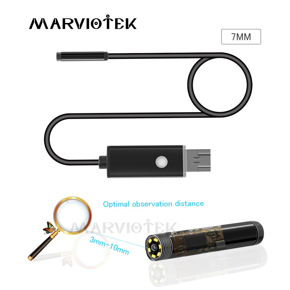 2M 5M 10M 7Mm 2 In 1 Mini Camera Hd Usb Endoscoop Camera Android Buis Waterdicht snake Borescope Usb Inspectie 6 Led Endoscoop