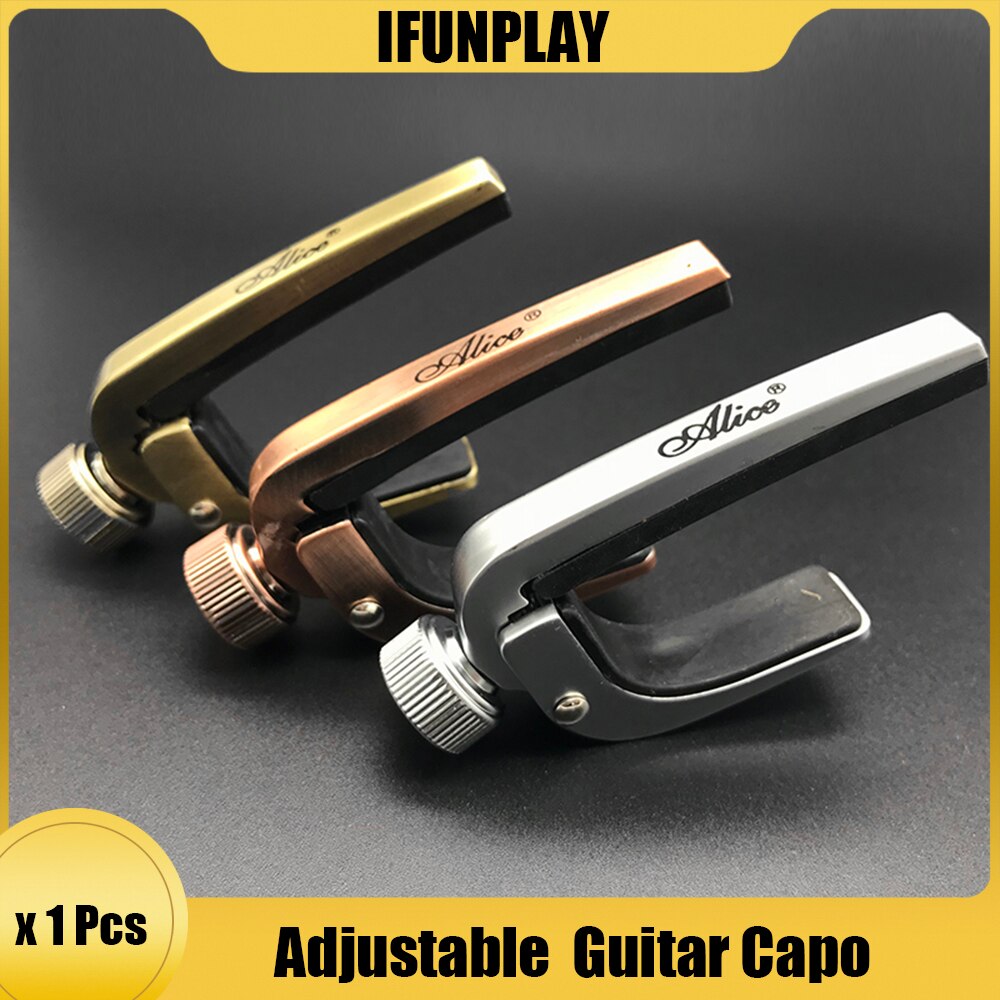 Alice A007J Adjustable Roller Metal Guitar Capo Clamp Key Capotraste for Acoustic Electric Guitar Ukulele Silver Bronze