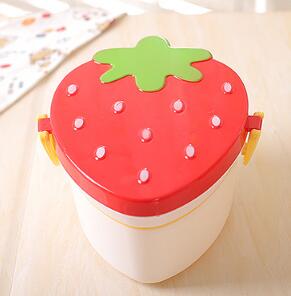 1PC Two layers Cute Strawberry Shape Lunch Boxs Food Fruit Storage Container Portable Bento Box Anti Leakage Food NV 002: Red