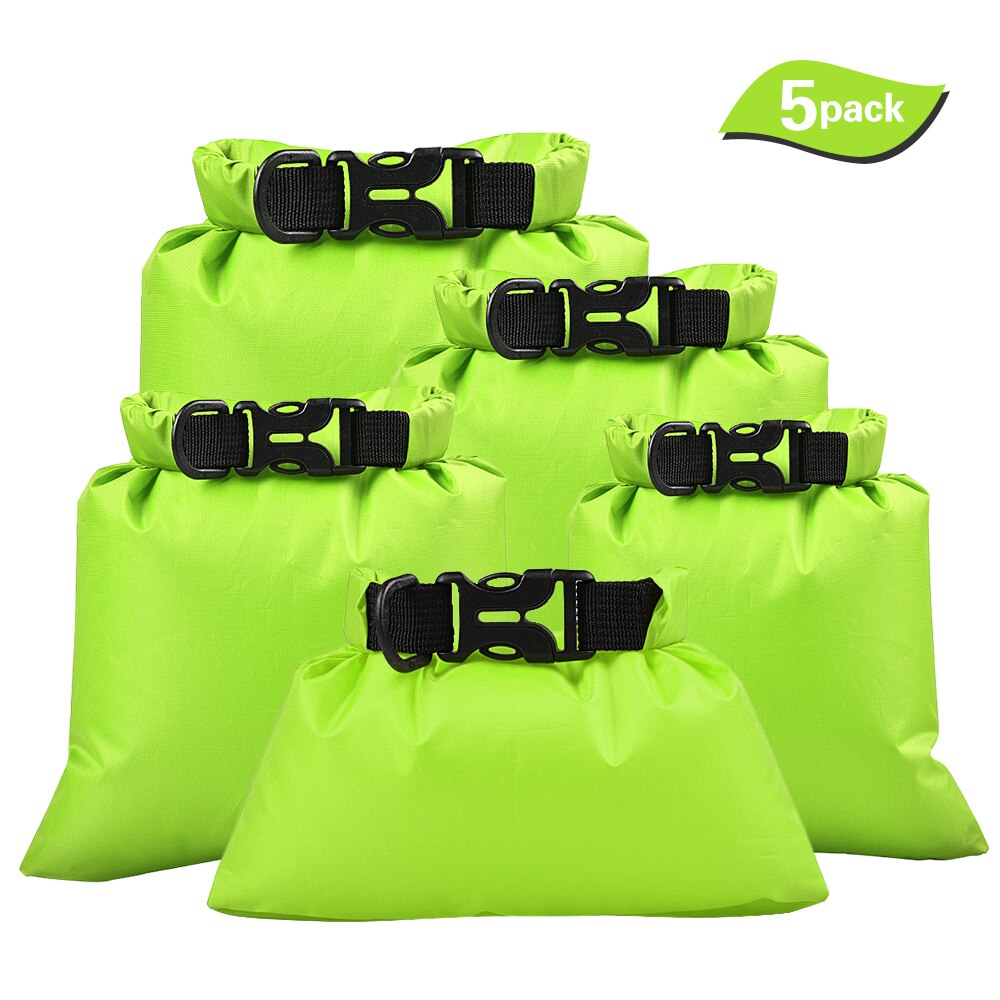 Bolsas de almacenamiento impermeables al aire libre de 5 uds bolsa de natación sacos secos bolsas de almacenamiento para cámara de Smartphone para deportes acuáticos a la deriva: Green